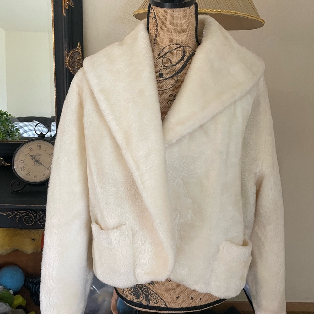 Vintage Cream Teddy Jacket (No Brand Label or Tags)